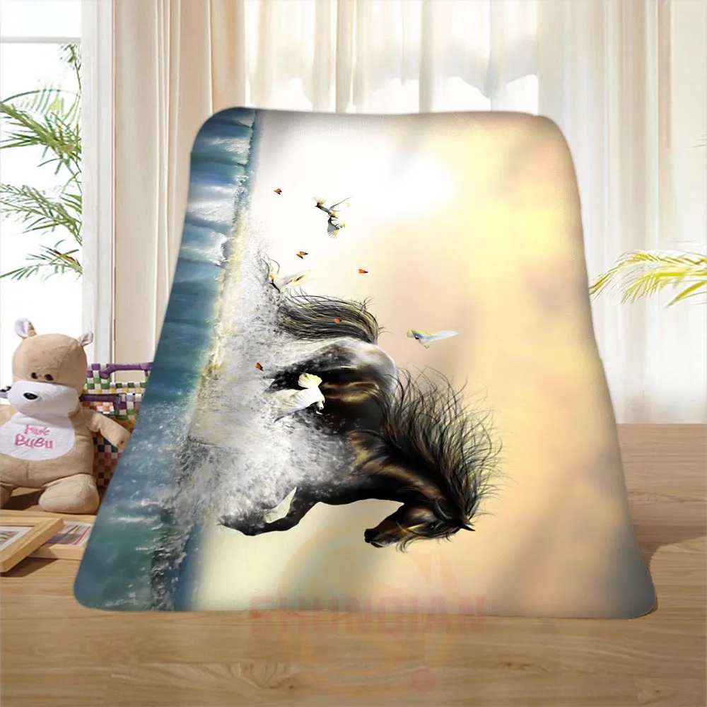 P 103 Custom font b Horse b font 12 Home Decoration Bedroom Supplies Soft Blanket size