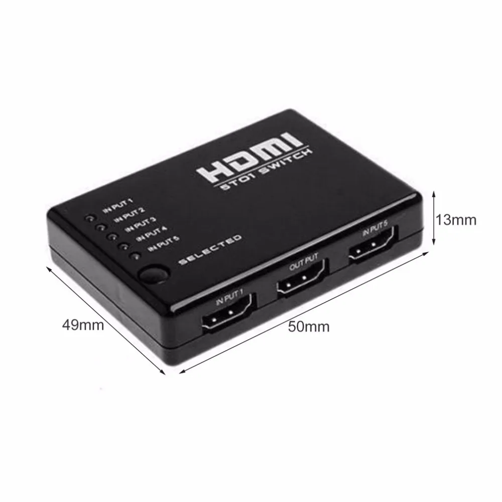 Портативный 5 в 1 1,4 Версия 1080P HDMI коммутатор HD видео Поддержка HDMI сплиттер с пультом дистанционного управления