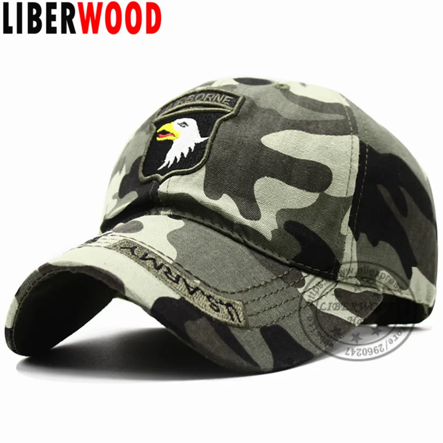 

LIBERWOOD NEW! US 101st Airborne Baseball Caps SCREAMING EAGLE Cap Air Force hats for Men camouflage camo ARMY cap hats 54-58cm