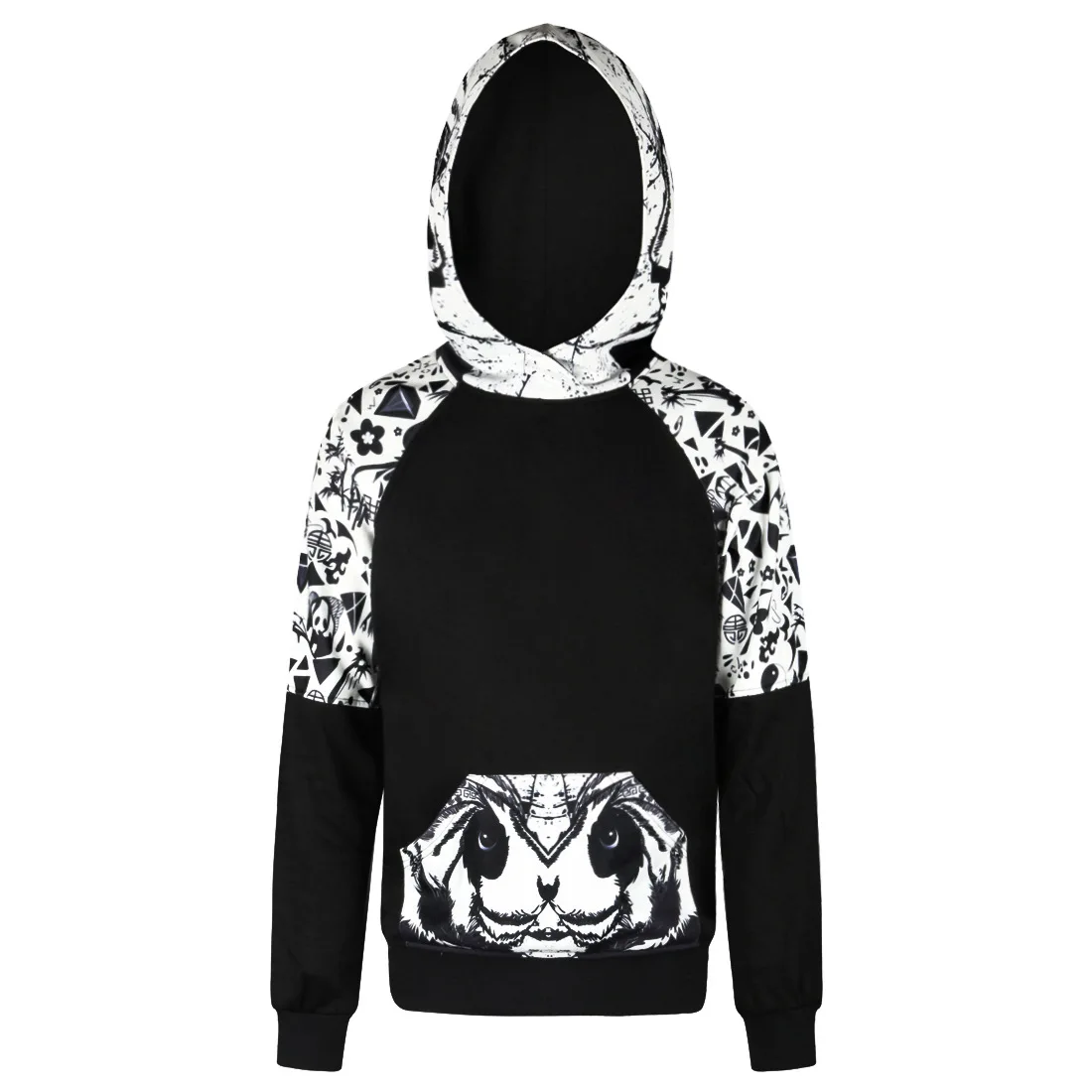Men/Women Hooded Hoodies With Cap Cartoon Panda 3D Digital Printing With hood Black Fleece S-3XL