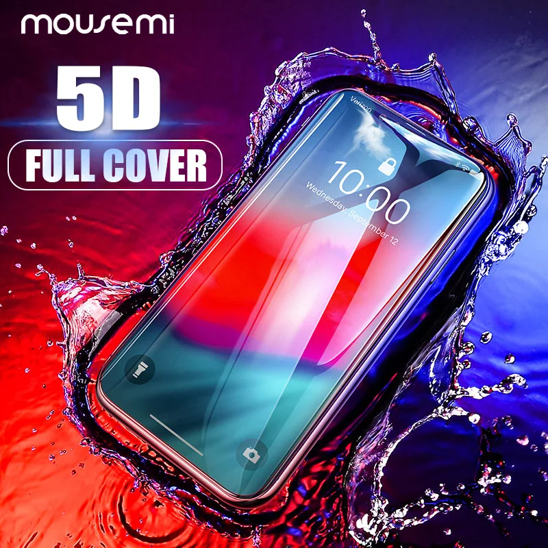 

MOUSEMI 5D Tempered Glass For iPhone 6s 7 8 Plus XS MAX XR X Screen Protectors Full Cover Protective Glass On The For iPhone 6 7