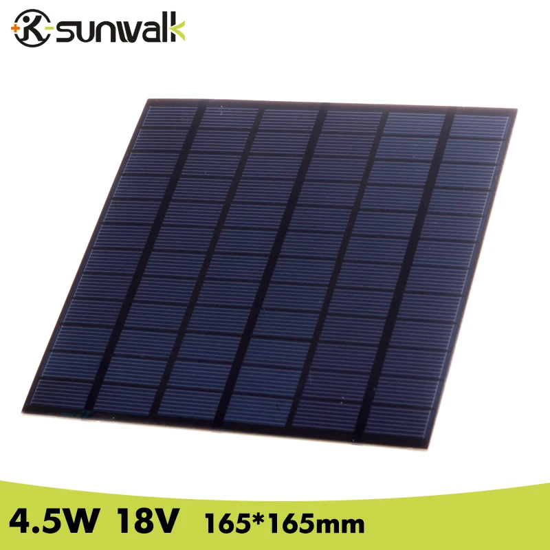 

DIY Solar Cell 250mAh 4.5W 18V Size 165*165mm Polycrystalline PET + EVA Laminated Mini Solar Panel for Solar System and Test