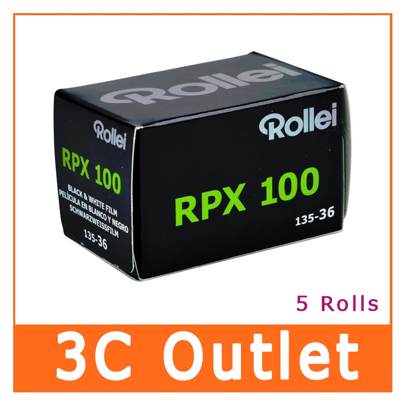 5 рулонов Rollei RPX 100 черно белая 135 пленка 35 мм 36exp|Фотоплёнка| |