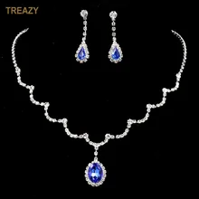 4 цвета волна водослива Форма Люкс комплект ювелирных изделий посеребренные Украшенные стразами Цепочки и ожерелья серьги Для женщин свадебные комплект украшений