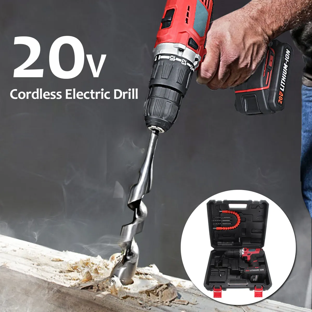

Portable 20V Electric Screwdriver Cordless Mini Electric Drill Drilling Lithium-Ion Battery High Speed Power Tool