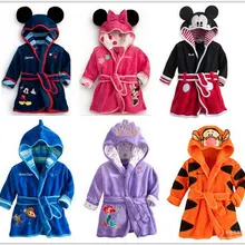 Детские пижамы халат для маленьких мальчиков/девочек халат фланель ночная рубашка Зимние пижамы для детей Халат с капюшоном мультфильм тигр