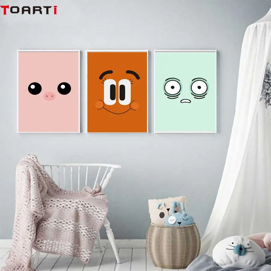 

Funny Cartoon Face Emoticon Poster Prints Canvas Painting Scandinavian Wall Art Picture For Kids Room Home Decoration Pictures
