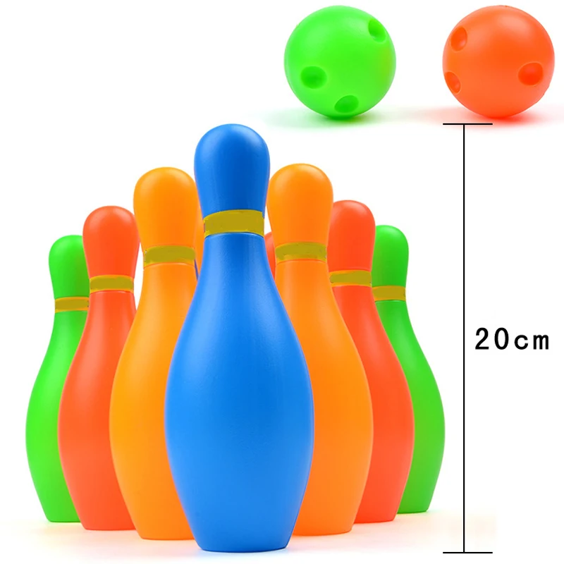 10Pcs Bowling+2Pcs ball Mini colored Plastic Bowling Set Indoor Bowling Toy Children's Bowling