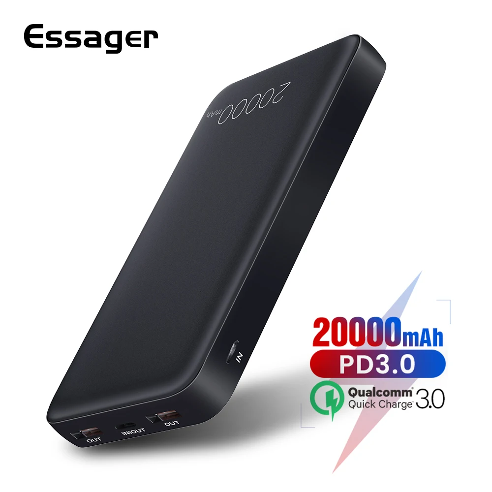 

Essager 20000mAh Power Bank Quick Charge 3.0 USB C PD Fast 20000 mAh Powerbank For Xiaomi mi 9 Portable Charger External Battery