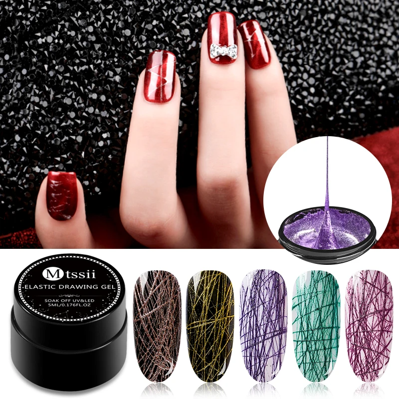 Mtssii 7 مللي سلك الرسم جيل للأظافر ورنيش اللوحة هلام ورنيش سحب الحرير العنكبوت الإبداعية مسمار الفن هلام مسمار البولندية مانيكير