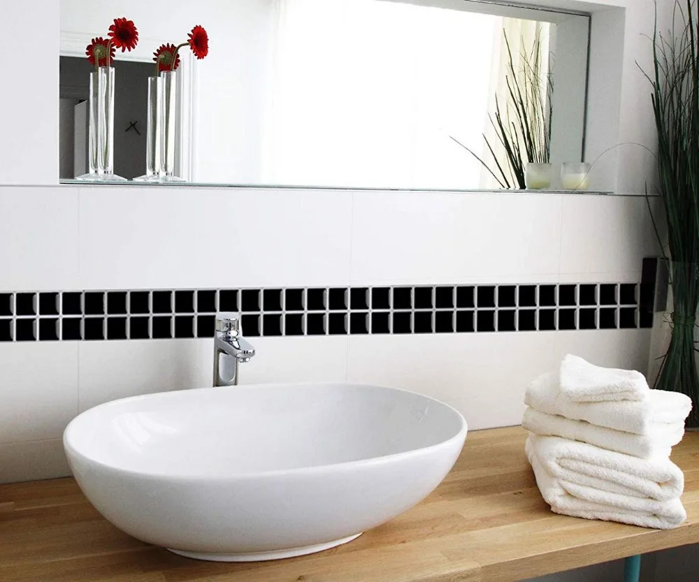 Vivid tiles 6 листов черная самоклеящаяся гладкая поверхность Декор виниловые обои 3D