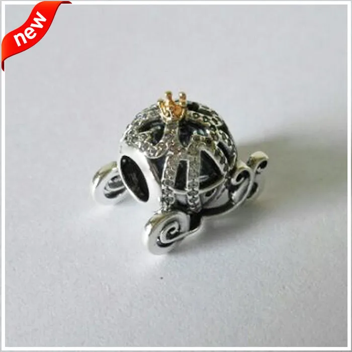 

Fits Pandora Charms Bracelet DIY Beads Cinderella Pumpkin with Clear Cubic Zirconia 100% 925 Sterling Silver Jewelry Wholesale