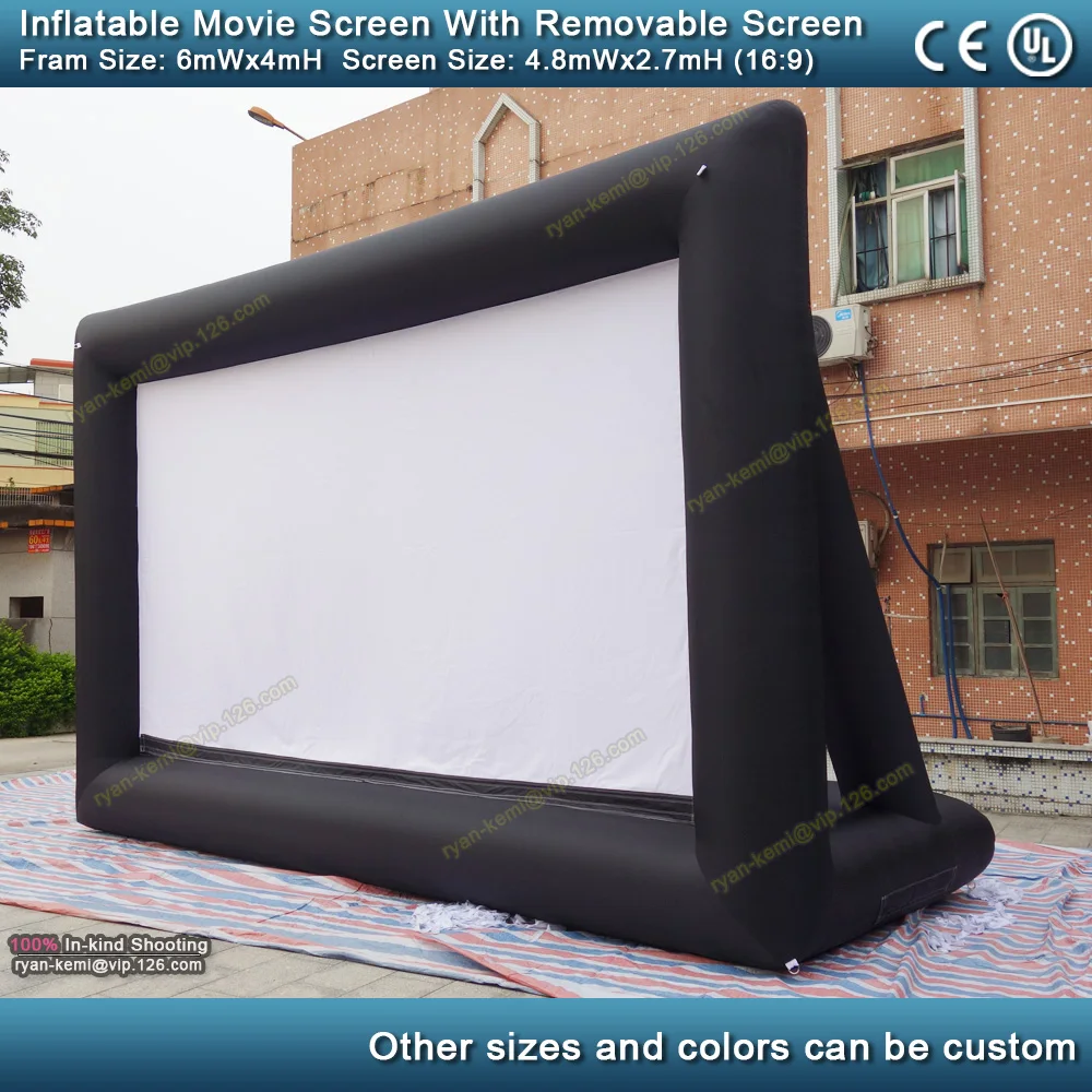 6x4 м надувной киноэкран со съемным экраном передний задний проекционный надувной фильм кино ТВ игровой киноэкран