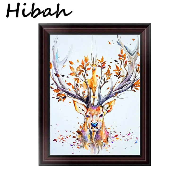 

5D DIY Diamond Painting Elk Animal Hand Painting Cross Embroidery Round Diamond Embroidered Nordic Mosaic Decorative Art