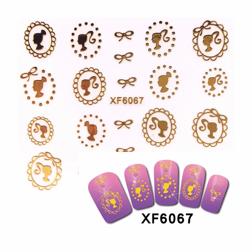 

ZKO 1 Sheet New Styles 3D Nail Stickers Beauty Hot Gold Nail Art Charms Nails Bronzing Decals Decorations Tools 6067