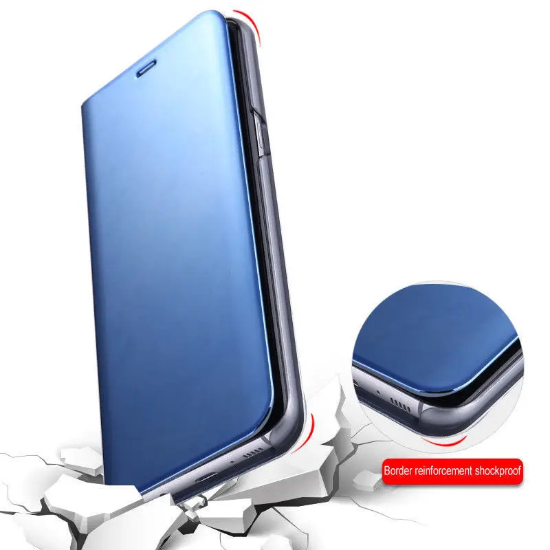 For iPhone X Coque Luxury Mirror Plating Clear S View Flip Leather Stand Case Cover for iPhone 6 6S 6S Plus 7 7 Plus 8 Fundas