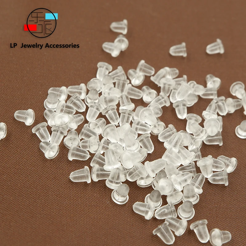 

500pcs Cheap Jewelry Findings Metal Accessories Beads DIY Ear Plugs Post Nuts Clear Soft Silicone Rubber Earring Backs Plug Cap