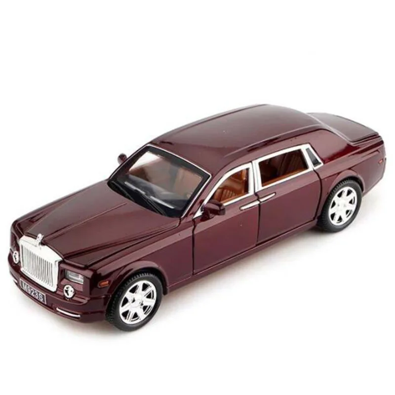 2 цвета, 1:24, 20,5 см, Rolls-Royce Phantom, со звуком и светильник, откатная модель, литая под давлением, мини-игрушки, коллекционные подарки для детей