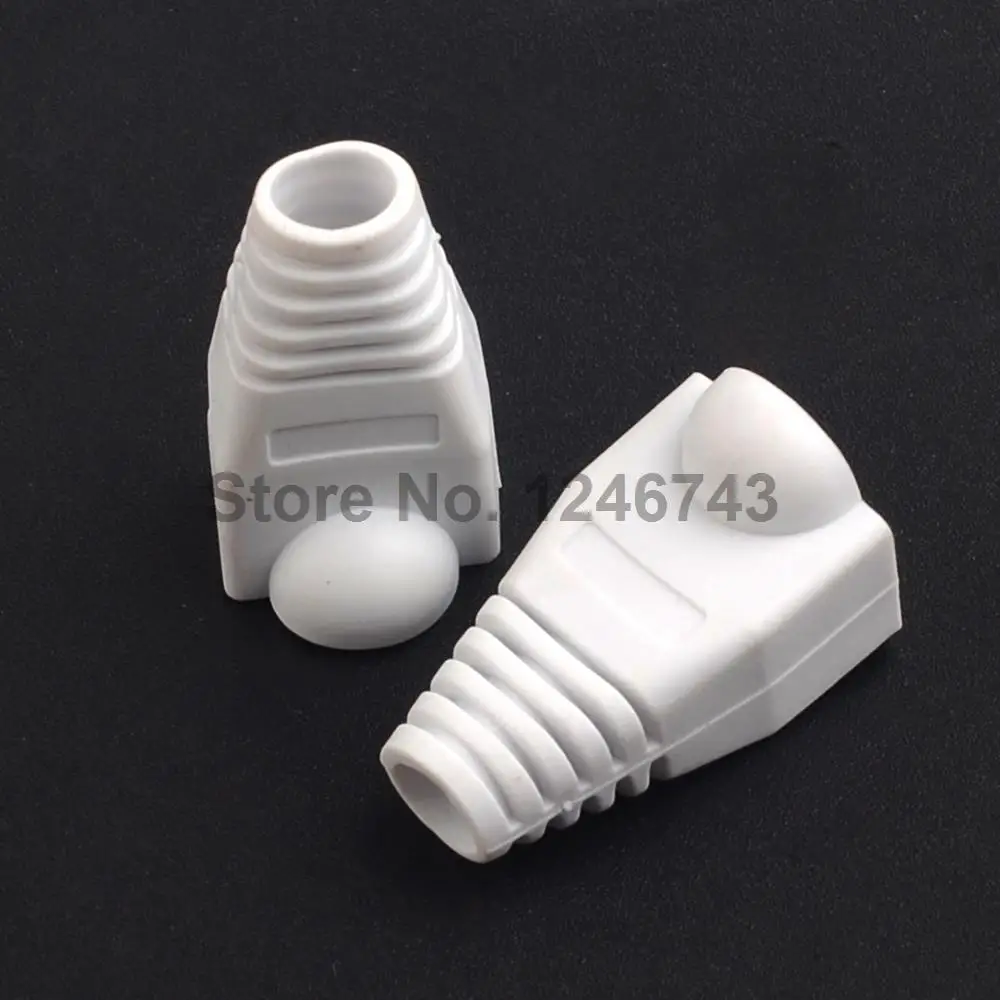 50PCS RJ45 Connector Caps cat5 cat5e cat6 Multicolour Sheath Protective Sleeve for Network Connectors Ethernet Cable White