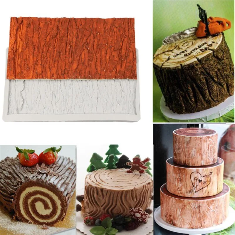11*20CM 3D Tree Bark Silicone Baking Cake Fondant Mold DIY Chocolate