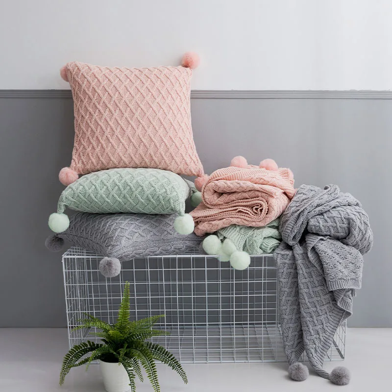 45x45 см серый/розовый/мятно-зеленый хлопковый тканевый чехол для подушки, наволочка для дивана, декоративная шерстяная наволочка для подушки, спинка
