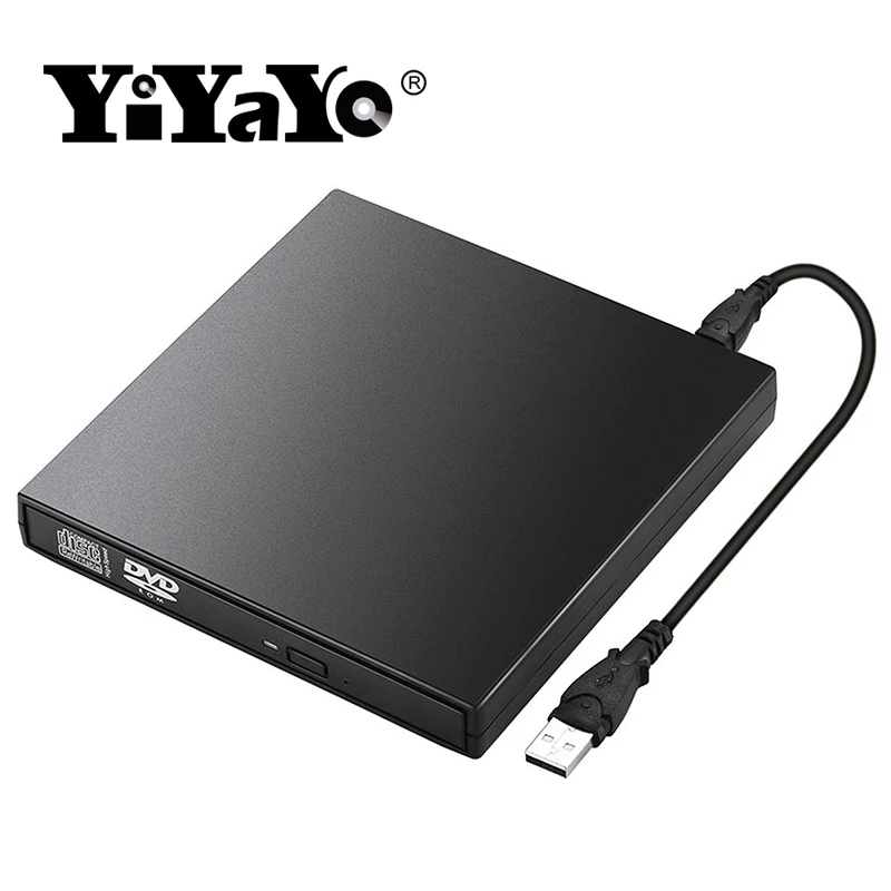 YiYaYo External DVD ROM Optical Drive USB 2.0 CD/DVD-ROM CD-RW Player Burner Slim Portable Reader Recorder Portatil for Laptop