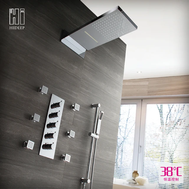 Aliexpress Hideep Thermostat Control Rainfall Shower Set Hideep Thermostat Control Rainfall Shower Set Br Bath Faucet System Bathroom Rain Mixer Combo