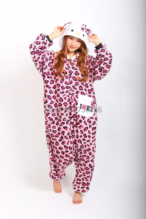 novelty anime hello kitty leopard kitty kt cat onesie cosplay plus size onesie pajamas