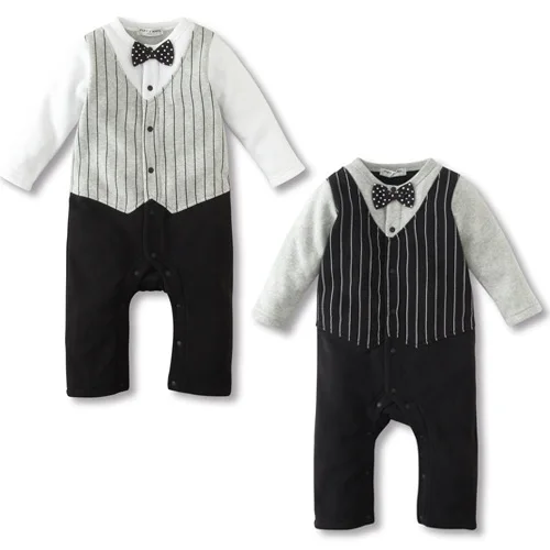 

autumn baby boys clothes cotton fashion gentleman tie Romper infant jumpsuit toddler short-sleeved climbing infant clothing