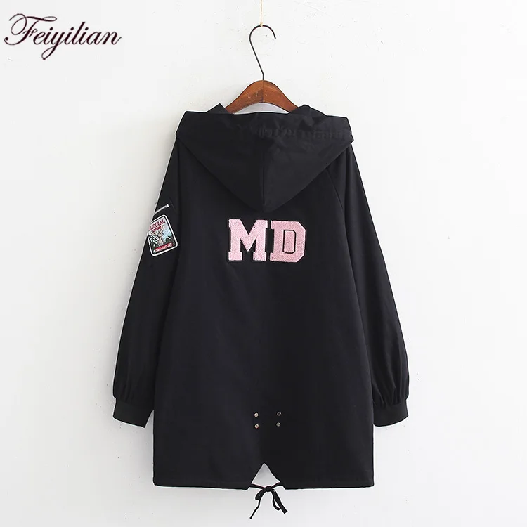 À Noir De Casual Manteau Femmes Grande La 5xl Tranchée Plus Fermeture Éclair Base Capuchon Femelle Outwears Taille rtsdCQxh