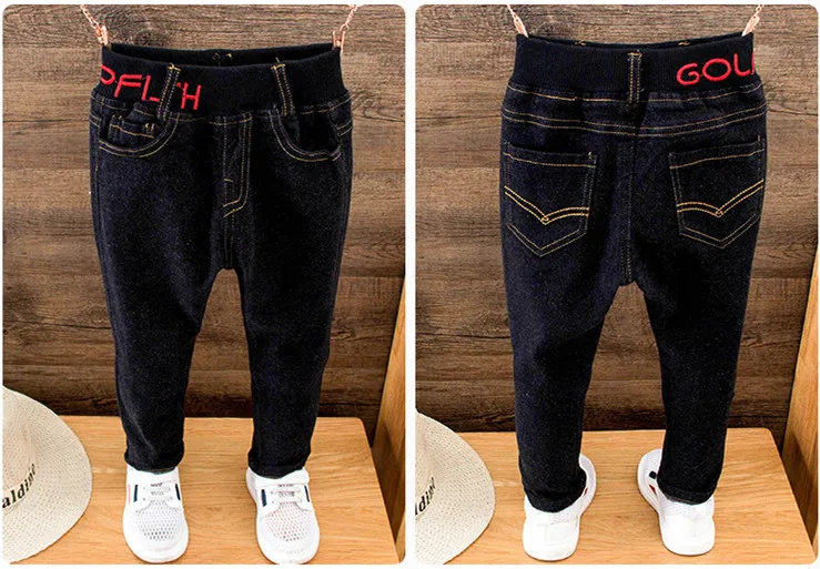 3 Winter Boys Pants Jeans Boy Ripped Jeans Broken Holes Kid Denim Pants Trousers Solid Cotton Elastic Waist