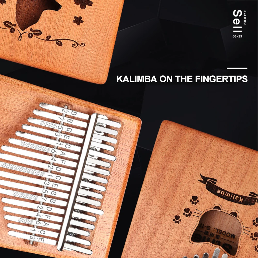 17 клавиш калимба палец пианино большой палец пианино Традиционная Игрушка музыкальный инструмент аккомпанемент с тюнинг молоток шкала наклейка