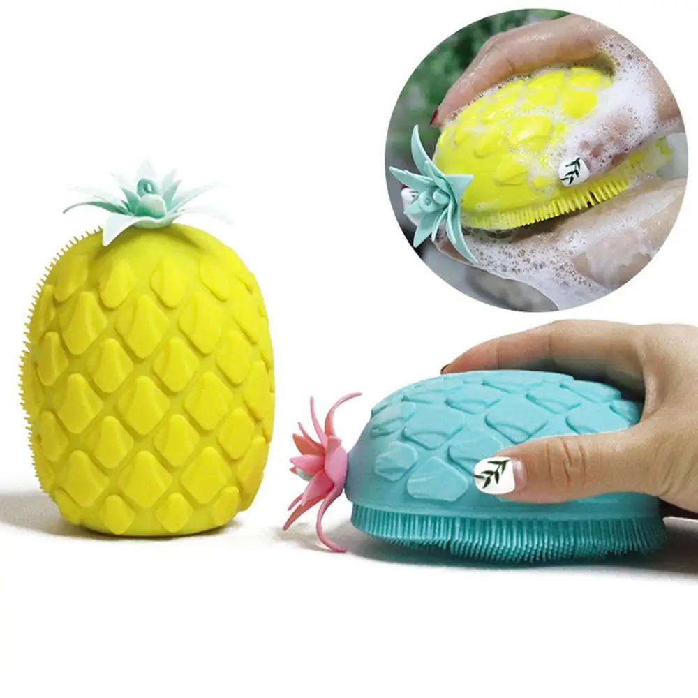 Lovely Pineapple Silicone Massage Bath Brush Face& Body Scrub Tool soft Silicone Massage Bath Brush Bathroom Accessories BB4