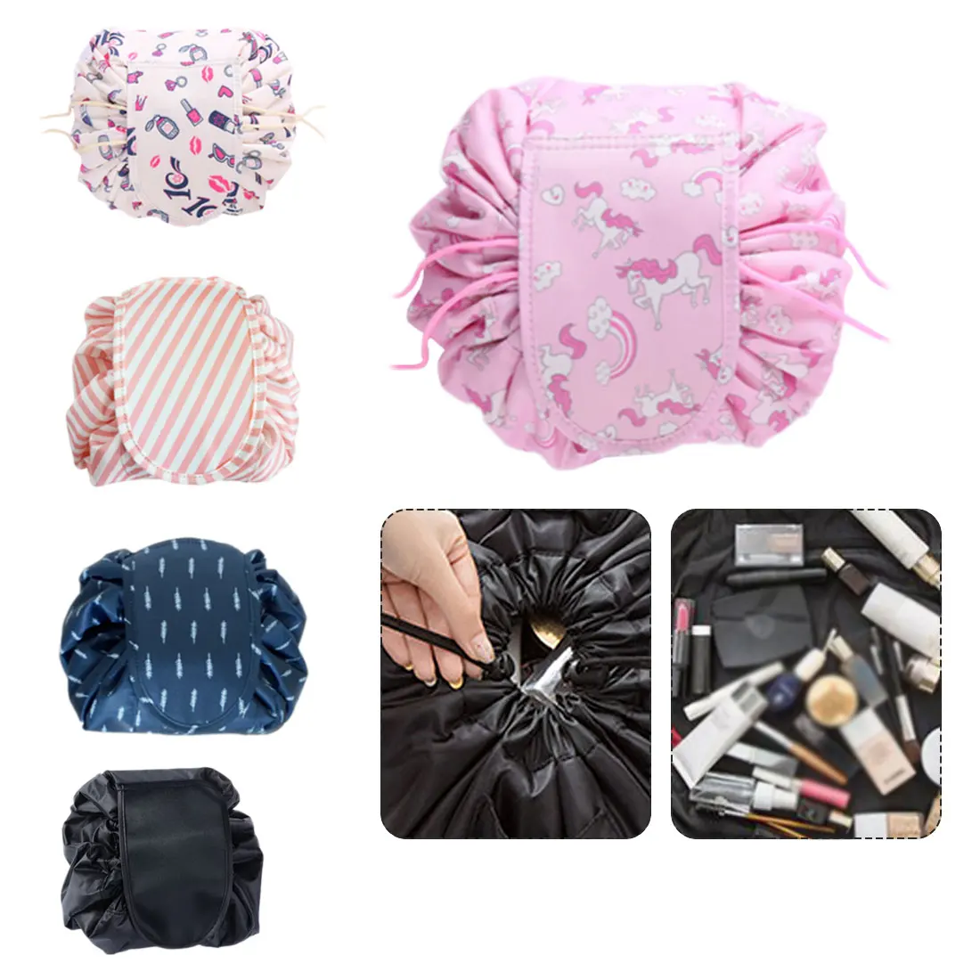 

Women Drawstring Travel Cosmetic Bag Makeup Bag Organizer Make Cosmetic bag Case Storage Pouch Toiletry Beauty Kit