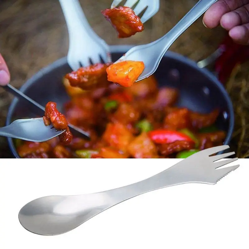 3 в 1 из нержавеющей стали Spork Ложка Вилка столовые приборы посуда комбо для