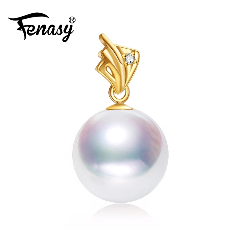 

FENASY 18K Gold Pendant Pearl Jewelry Necklaces & Pendants Round Pearl Bohemian Brand Party Pendants Send S925 Silver Necklaces