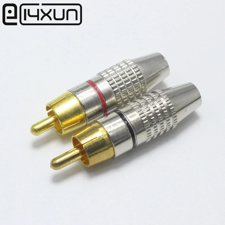 

EClyxun 10-20pcs RCA Male Plug Solderless Audio Video Speaker Adapter Gold Plated Locking Connector