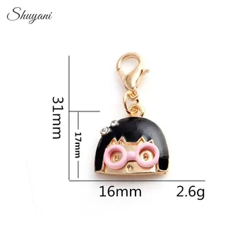 

31*16mm Alloy Gold Color Charms Lovely Cartoon Enamel Maruko Charms for Living Glass Locket Pendant for Bracelet Jewelry Making