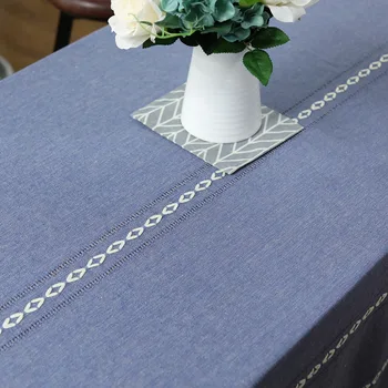 

White Striped Pattern Blue Decoration Table Cloth Cotton Linen Rectangle Tablecloth Dining Table Cover For Kitchen Home Decor