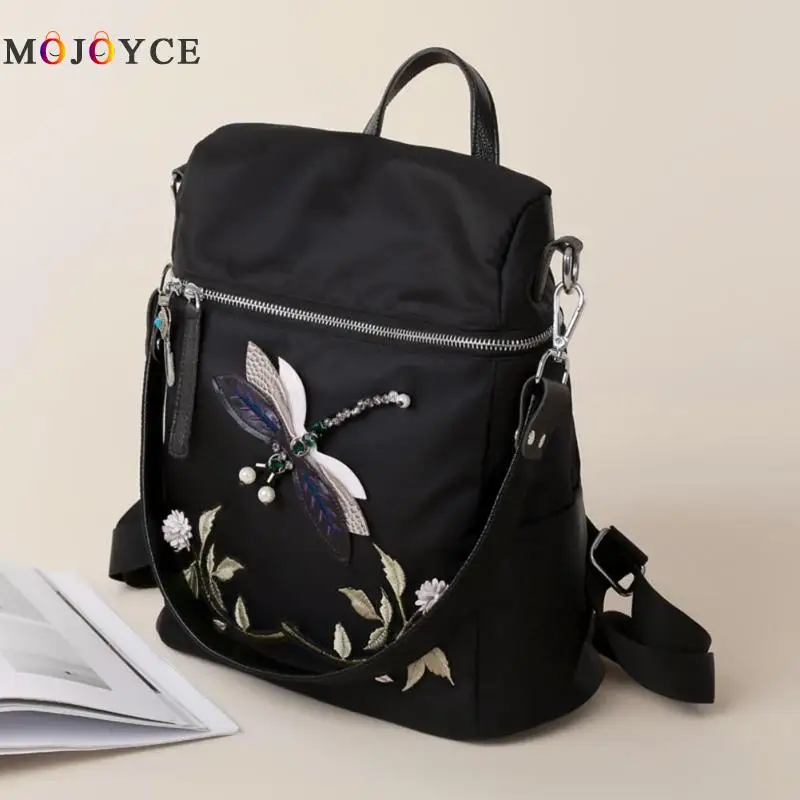 2 maneras de llevar Mochila Retro mujer chica adolescente libélula bordado Nylon escuela hombro bolso mujer Mochila femenina 2 maneras de llevar Mochila Retro mujer chica adolescente libélula bordado Nylon escuela hombro bolso mujer Mochila femenina