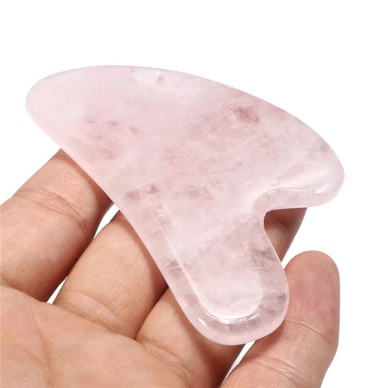 

Natural Rose Quartz Board Pink Jade Stone Body Facial Eye Scraping Plate Acupunctures Massage Relaxation Health Care