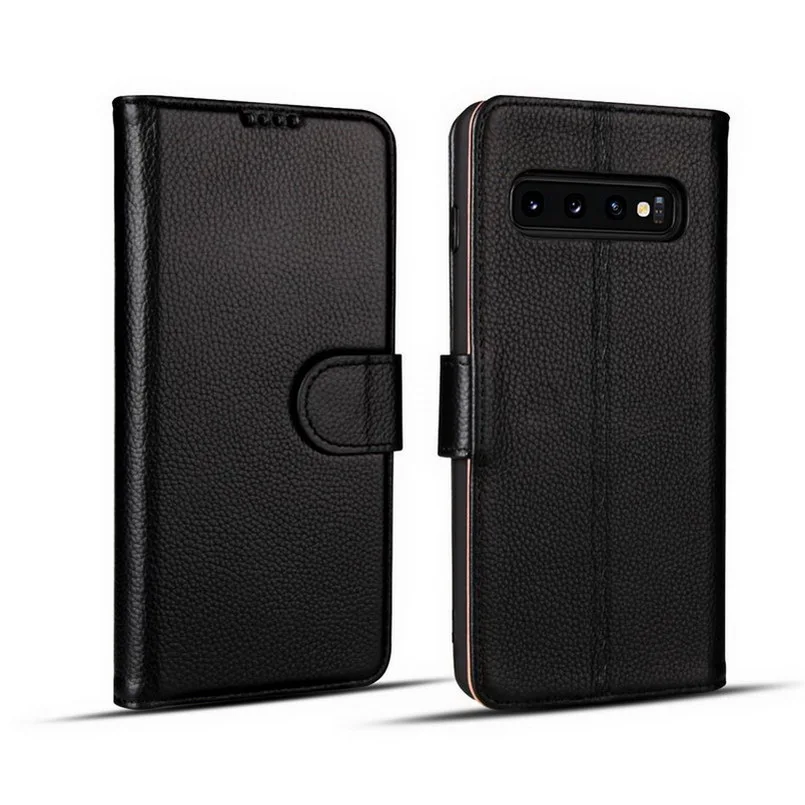 Чехол-кошелек s для samsung Galaxy S10 Plus, чехол из натуральной кожи для samsung Galaxy S10, чехол с рисунком личи и кармашком для денег