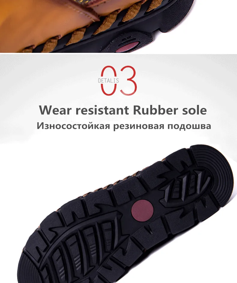 New Summer Sandals Mens Breathable High Quality Genuine Leather Sandals Man Flats Plus Size Fashion Casual Beach Men's shoes