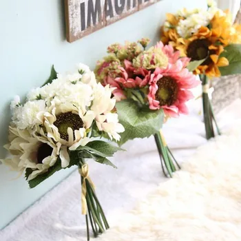 

Hand-holding flower sunflower imitation flower household decoration wedding European style Free Shipping