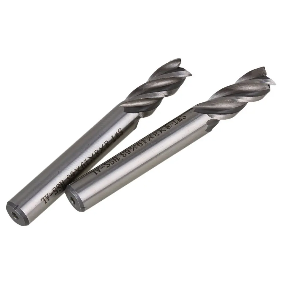 Solid Carbide High Speed HSS 4 Flutes Straight Shank Milling Cutter End Mill 8mm Cutting Dia