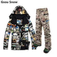 Traje de esquí de invierno para los hombres los hombres chaqueta de esquí gsou snow jas mannen pantalones esqui snowboard traje de esquí de ropa de esquí de montaña