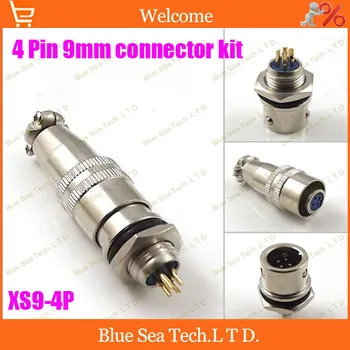 

Free Shipping 10 sets=20pcs 4 Pin 9mm Male & Female mic circular connector kit XS9-4P Socket+Plug,Aviation plug interface