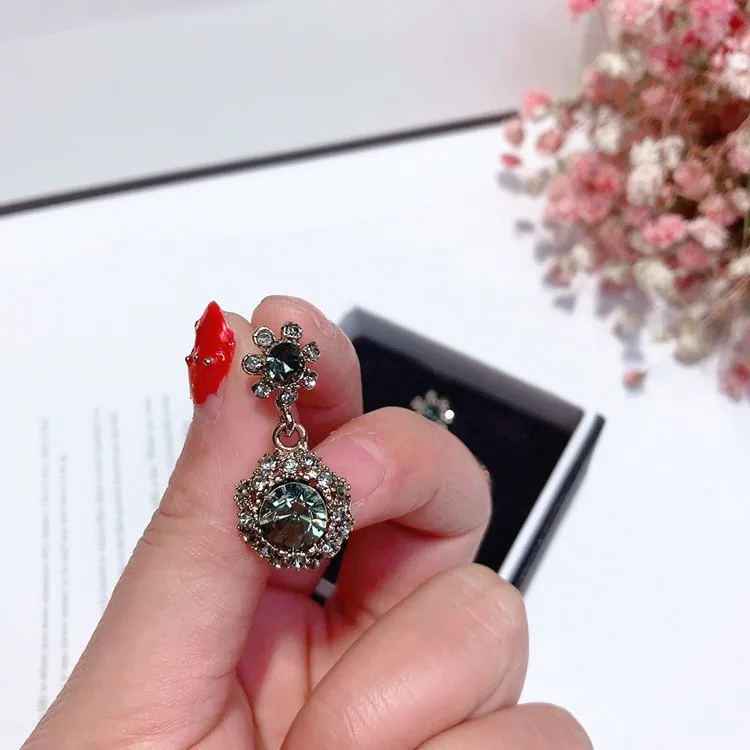 Vintage water drop Кристалл Серьги Серебро 925 post гипоаллергенный неувядающий моды серьги