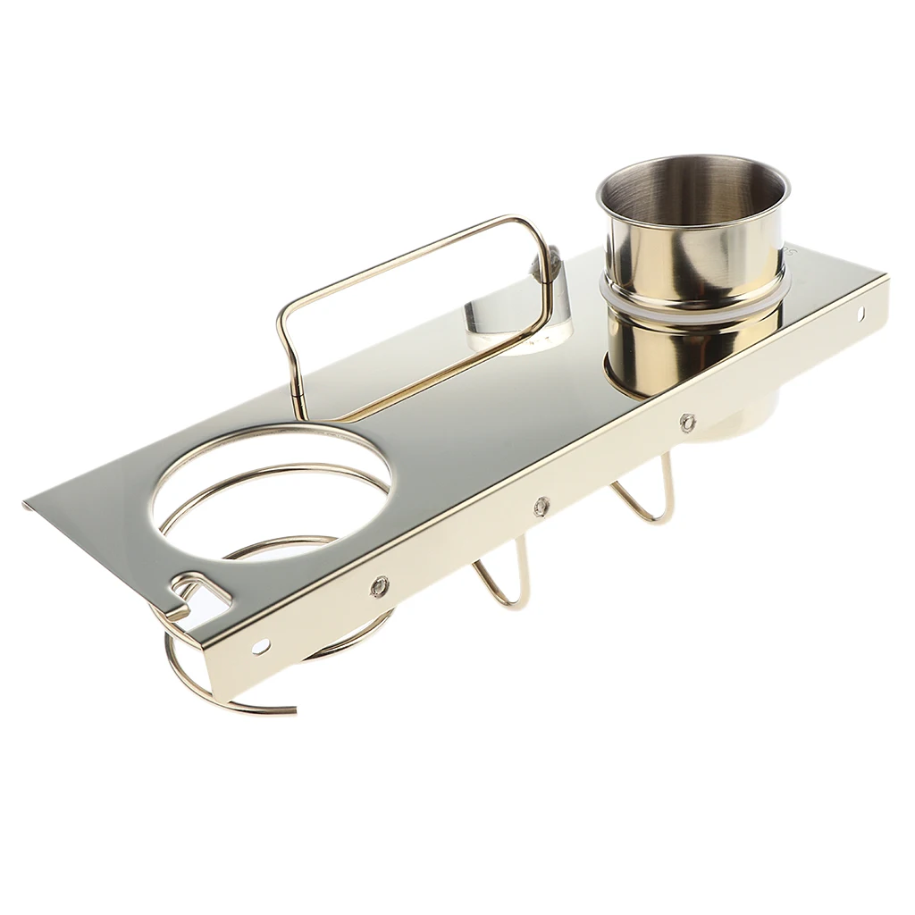 

Bathroon Wall Mounted Hair Dryer Holder Rack with Hook Comb Brush Organizer