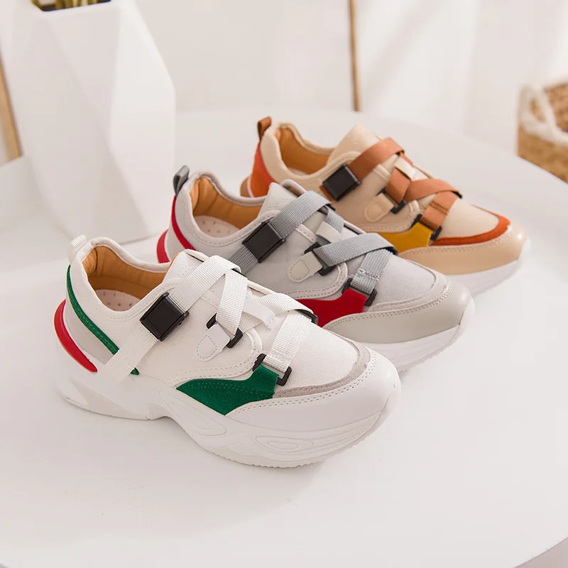 Fashion Buckle Strap Women Sneakers Sport Casual Shoes Breathable Wedge Low Top Shoes Baskets Femme Trainers Women Zapatos XZ40 Women's Shoes